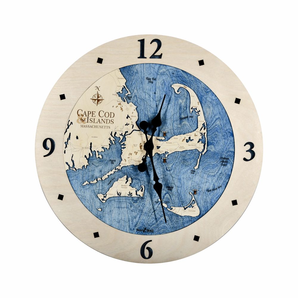 Cape Cod Coastal Clock Birch Accent with Deep Blue Water