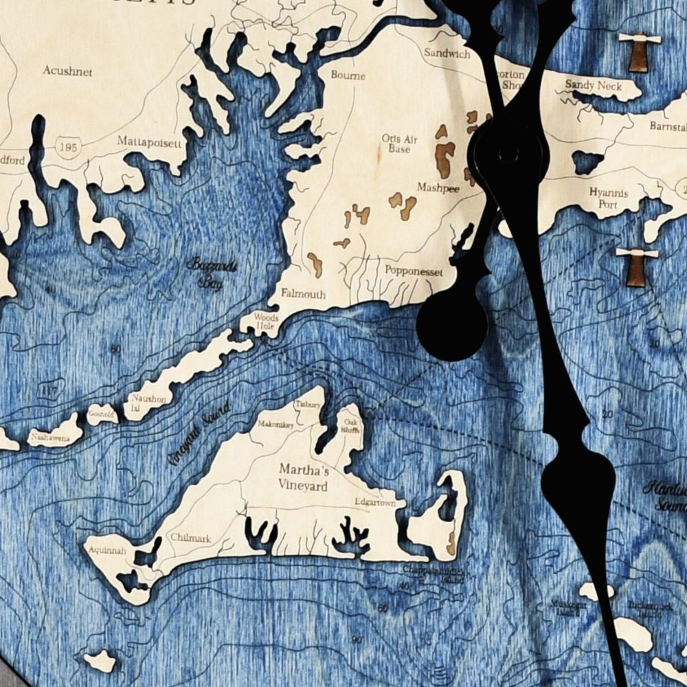 Cape Cod Coastal Clock Birch Accent with Deep Blue Water Detail Shot 1