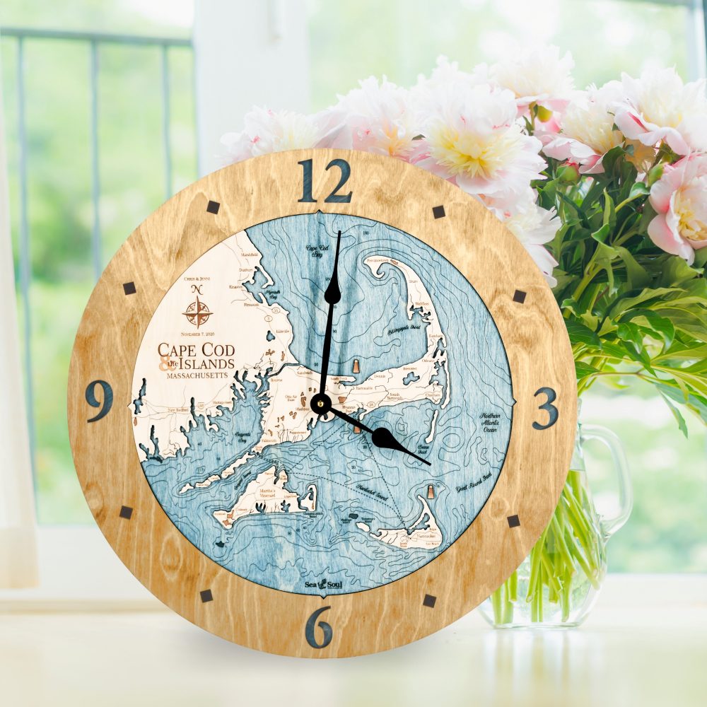 Cape Cod Coastal Clock Honey Accent with Blue Green Water in Use