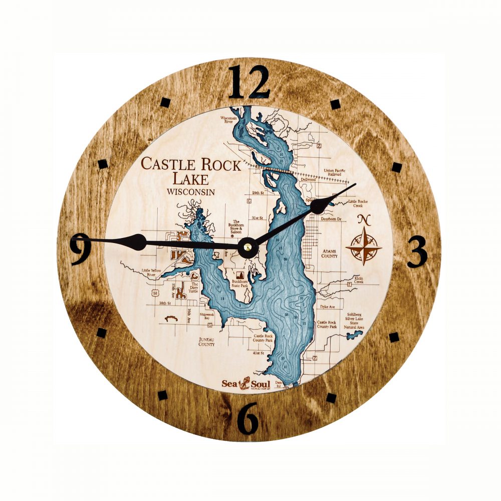 Castle Rock Lake Nautical Clock Americana Accent with Blue Green Water
