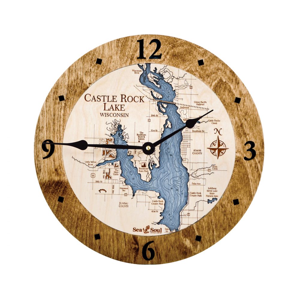 Castle Rock Lake Nautical Clock Americana Accent Deep Blue Water