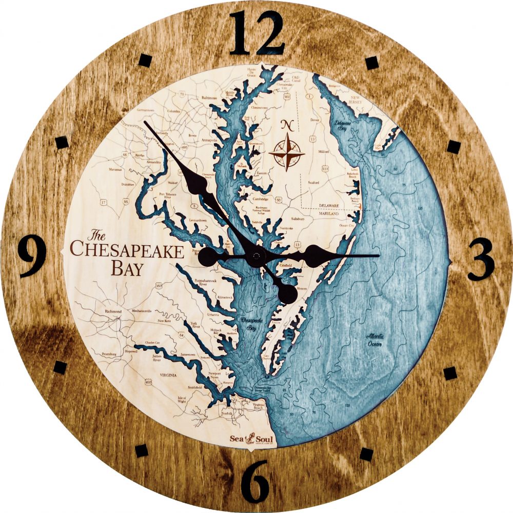 Chesapeake Bay Nautical Clock Americana Accent with Blue Green Water Product Shot
