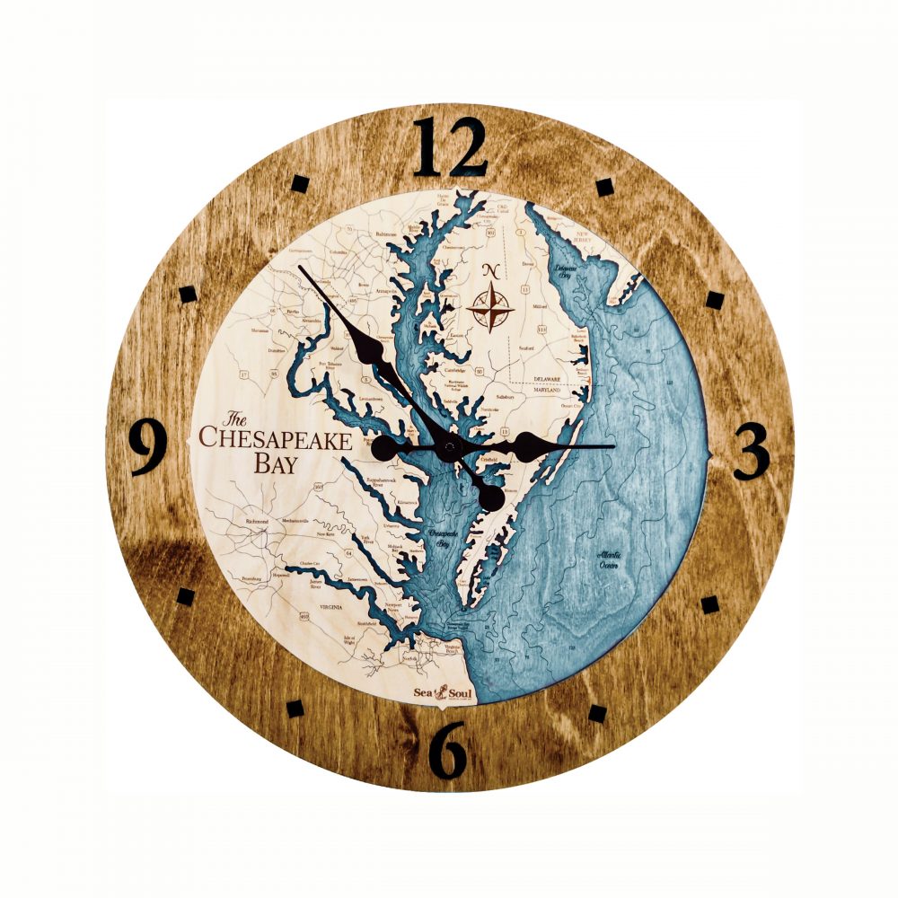 Chesapeake Bay Nautical Clock Americana Accent with Blue Green Water