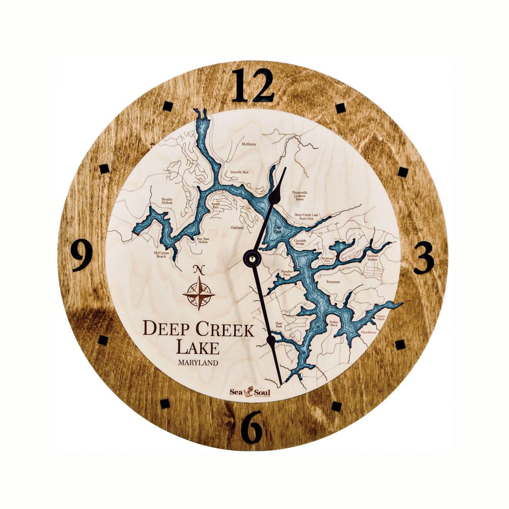 Deep Creek Lake Nautical Clock Americana Accent with Blue Green Water