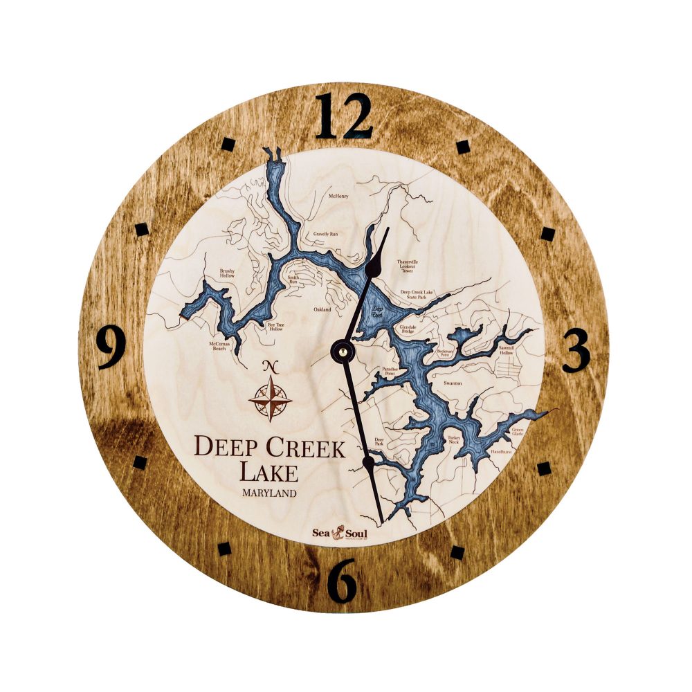 Deep Creek Lake Nautical Clock Americana Accent with Deep Blue Water