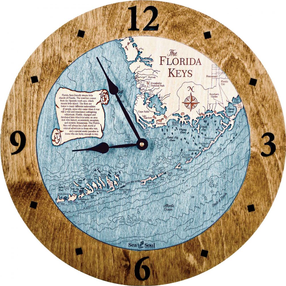 Florida Keys Nautical Clock Americana Accent with Blue Green Water Product Shot