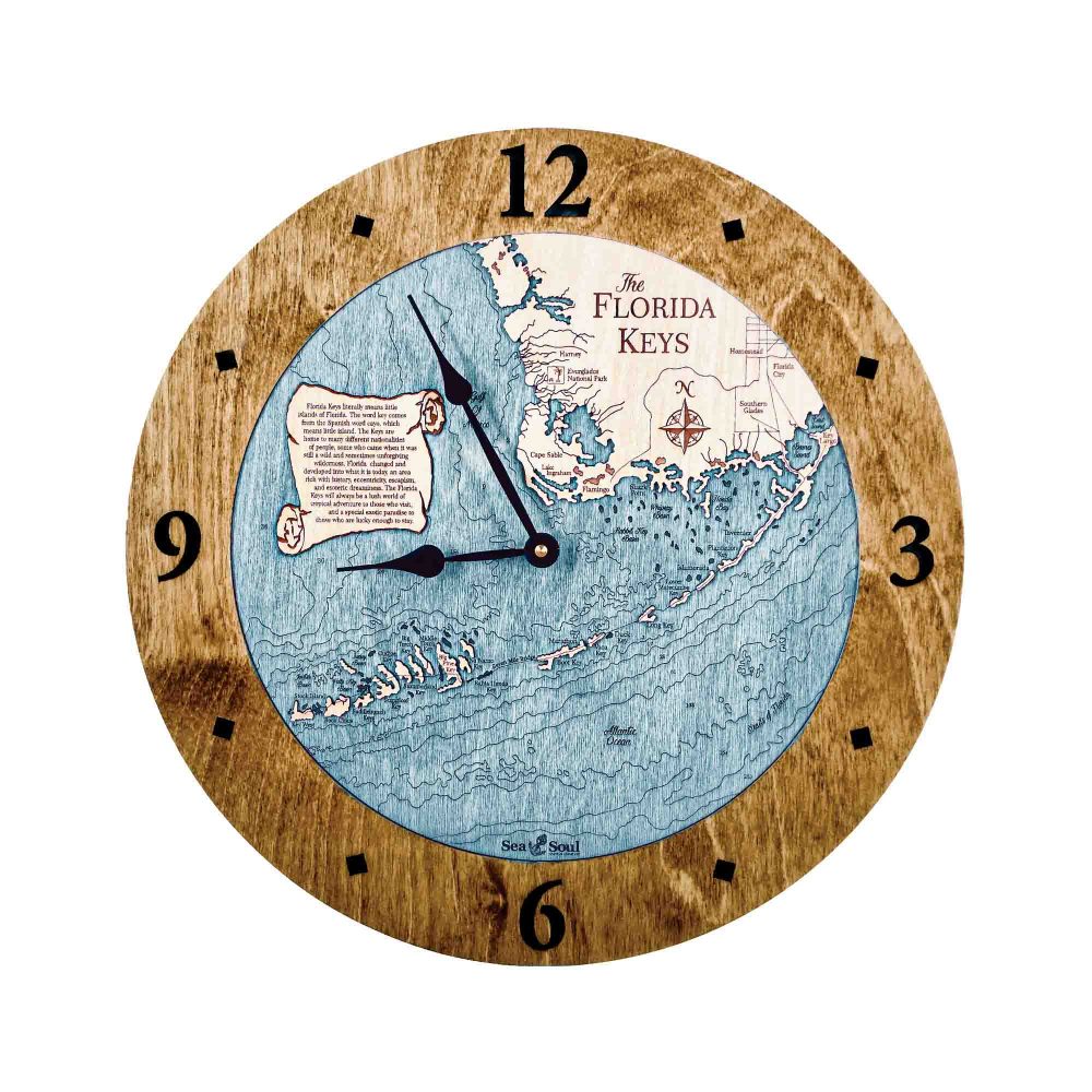 Florida Keys Nautical Clock Americana Accent with Blue Green Water