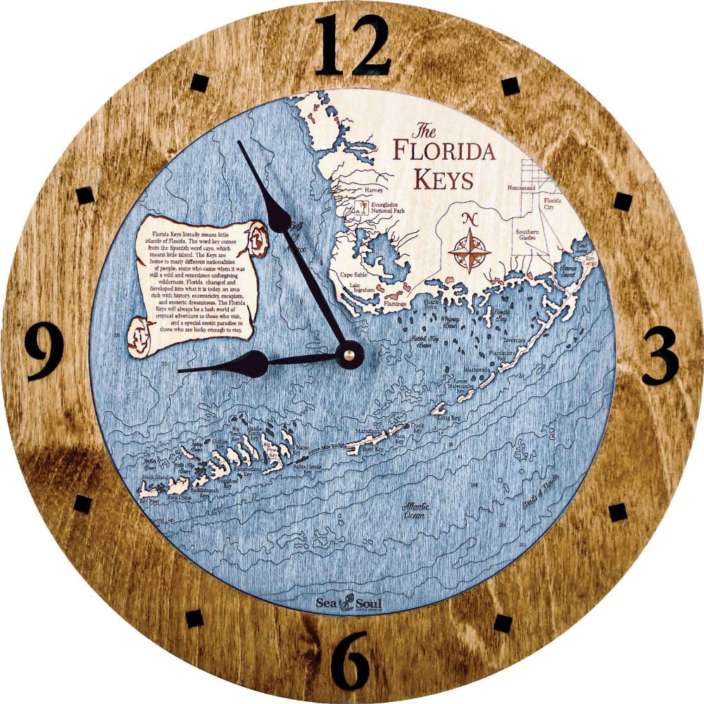 Florida Keys Nautical Clock Americana Accent with Deep Blue Water Product Shot