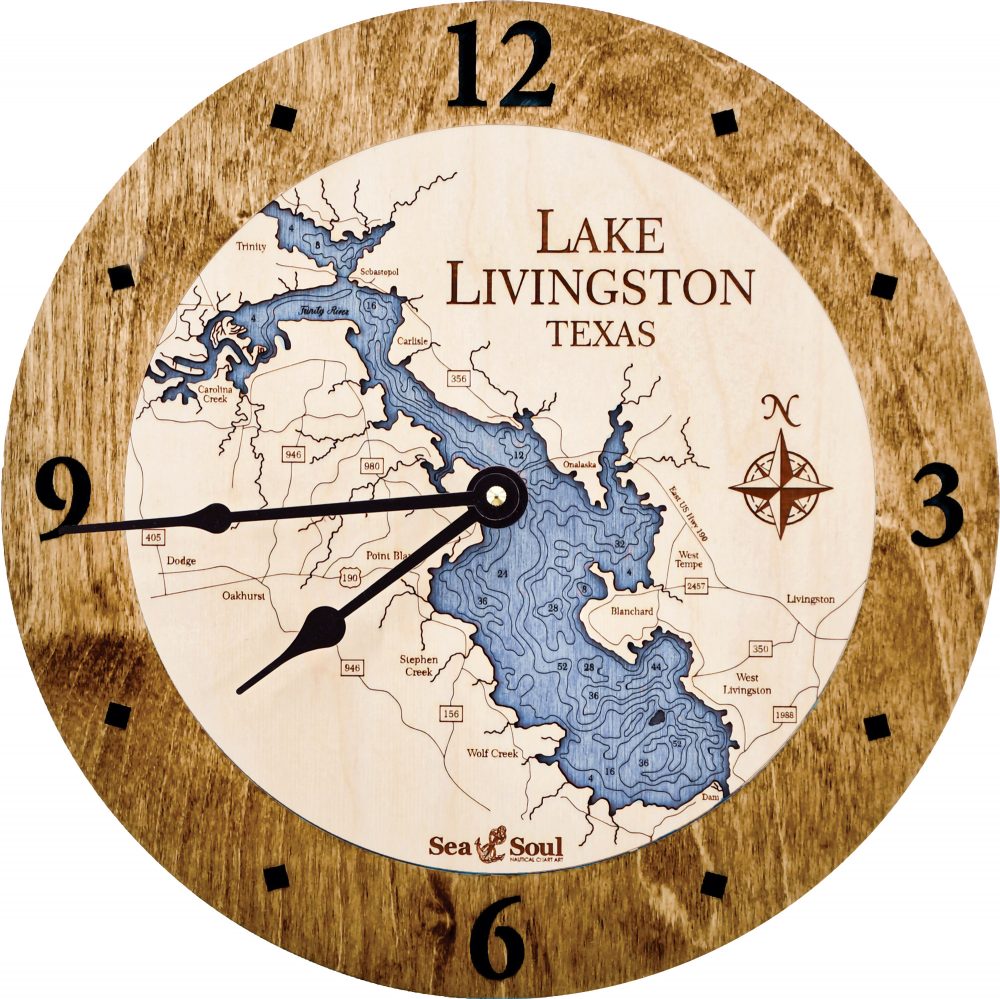 Lake Livingston Nautical Clock Americana Accent with Deep Blue Water Product Shot