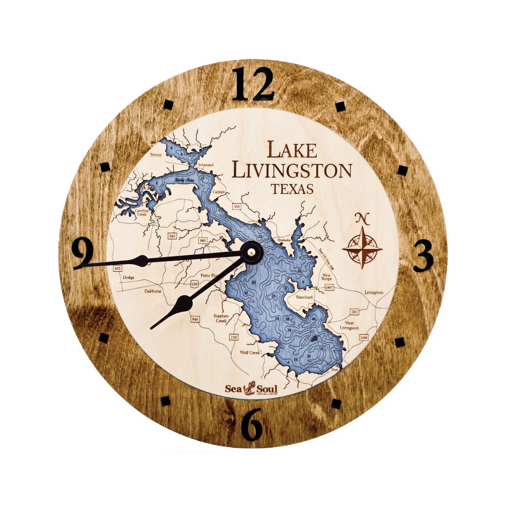 Lake Livingston Nautical Clock Americana Accent with Deep Blue Water