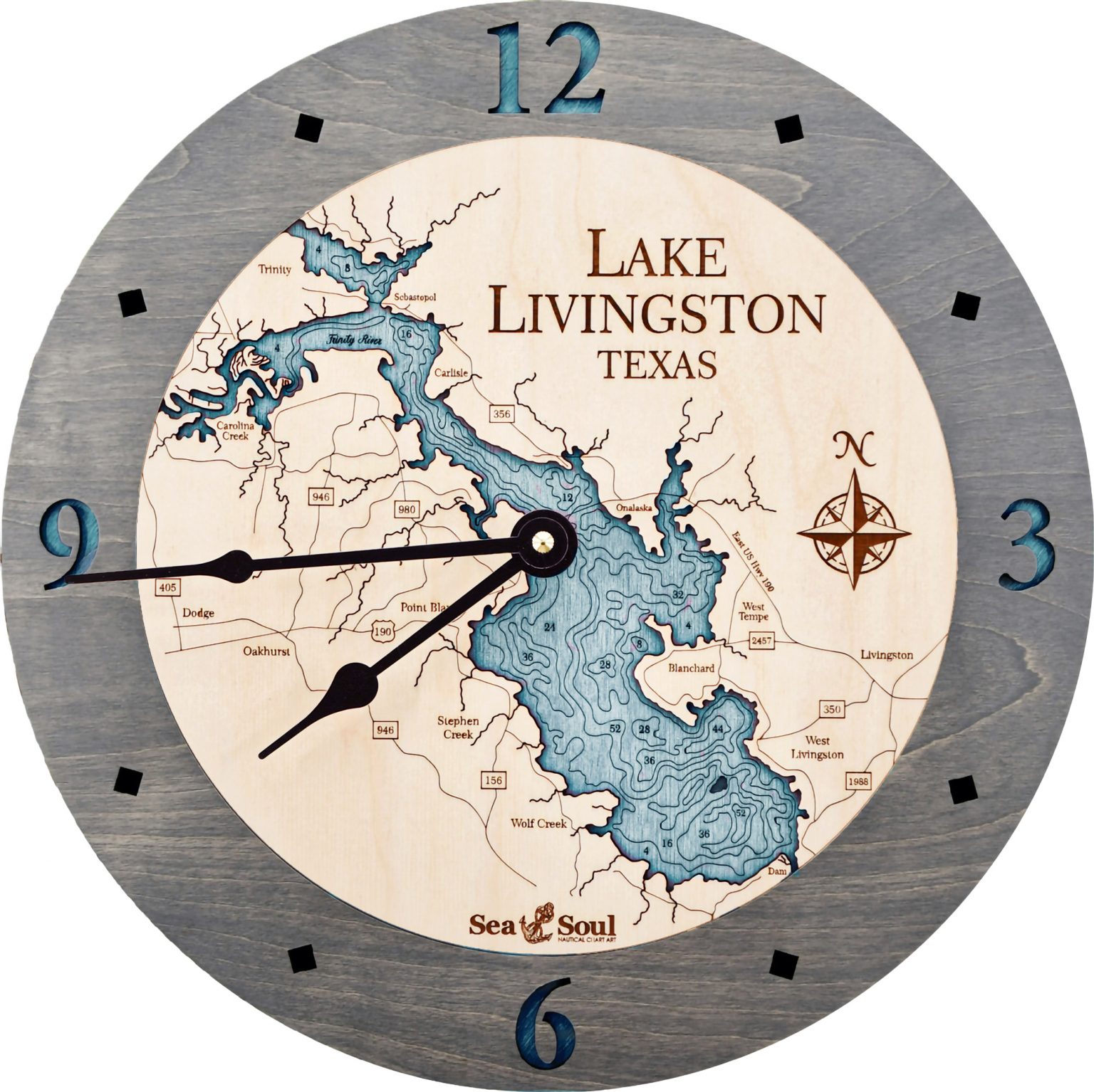Lake Livingston Nautical Map Clock Sea and Soul Charts