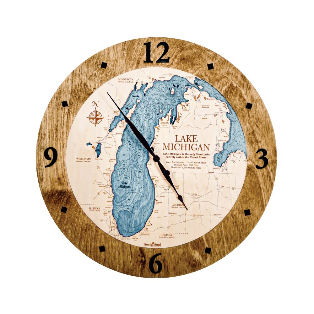 Lake Michigan Nautical Clock Americana Accent with Blue Green Water