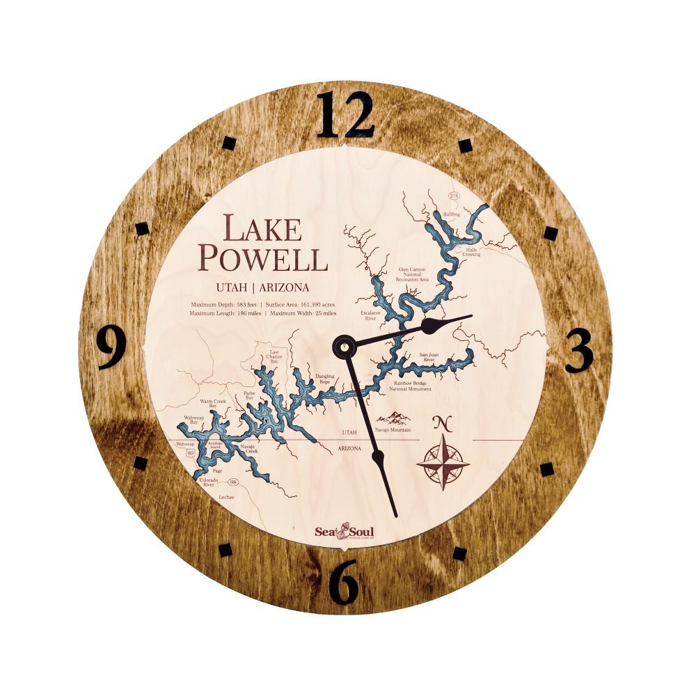 Lake Powell Nautical Clock Americana Accent with Blue Green Water