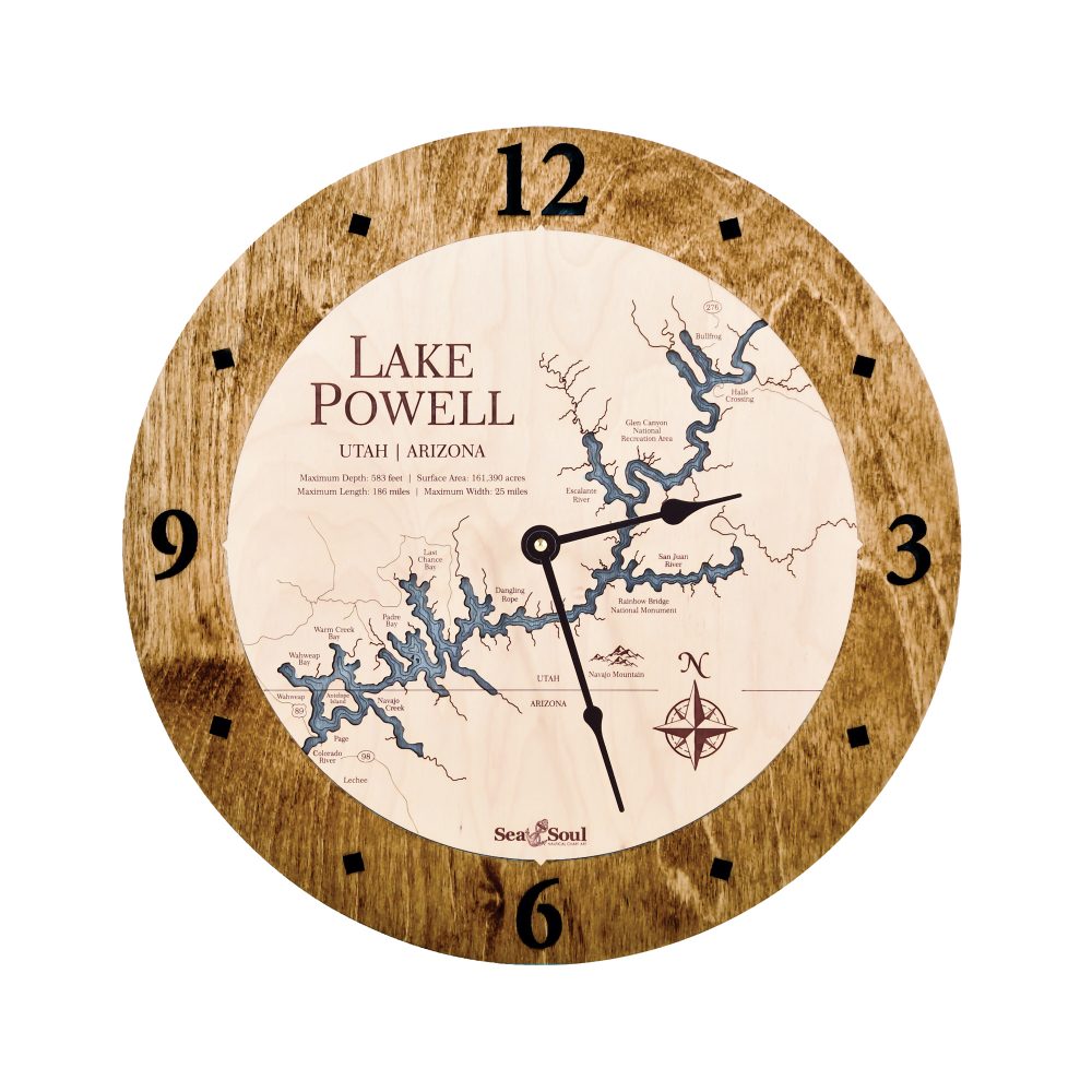 Lake Powell Nautical Clock Americana Accent with Deep Blue Water