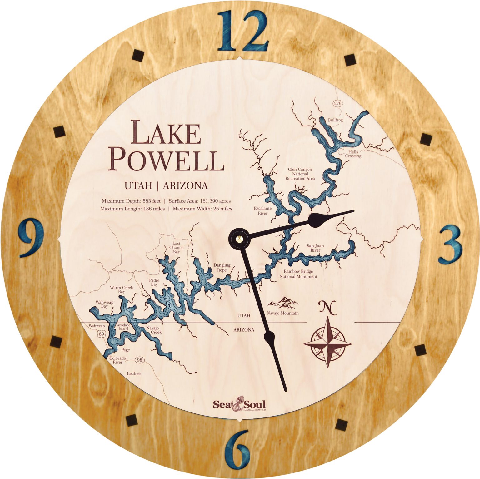 Lake Powell Nautical Map Clock Sea and Soul Charts