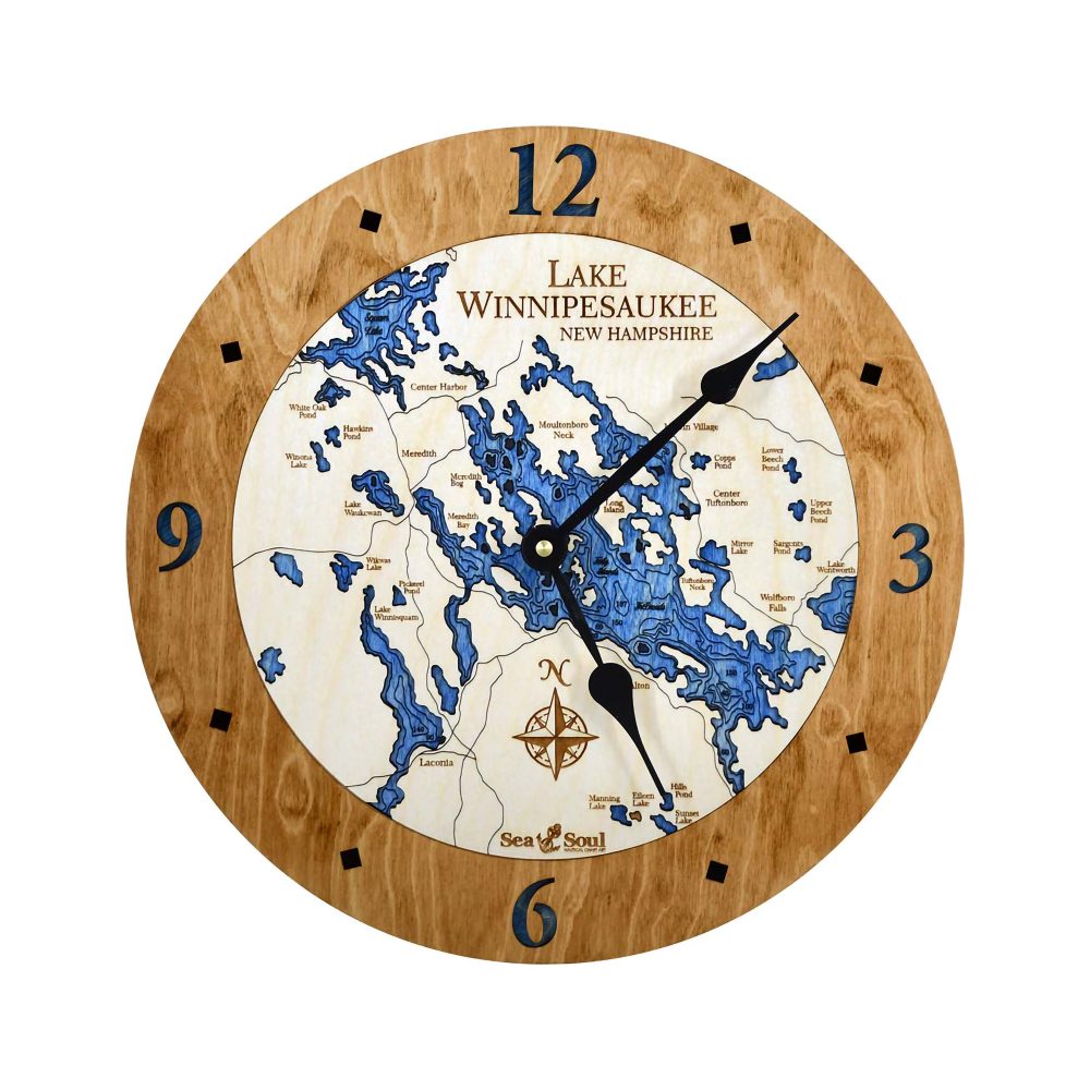 Lake Winnipesaukee Coastal Clock Americana Accent with Deep Blue Water