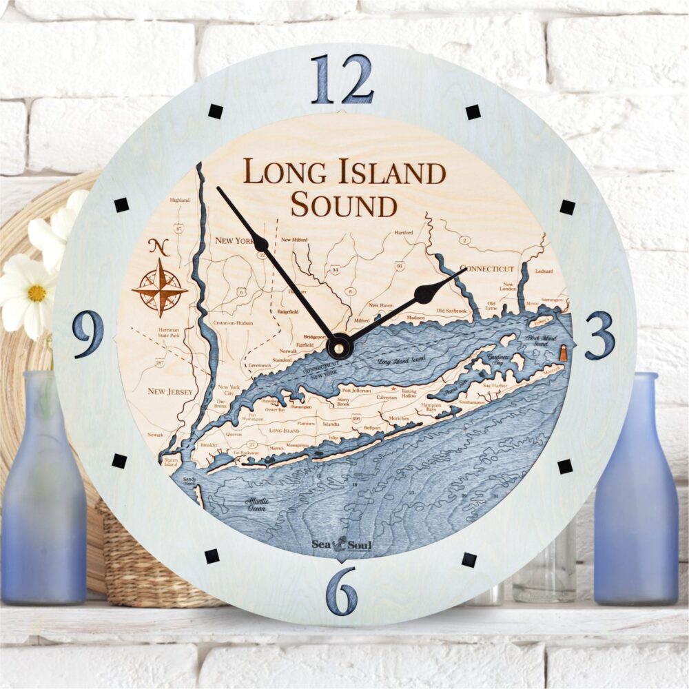 Long Island Sound shown in Bleached Blue with Deep Blue water