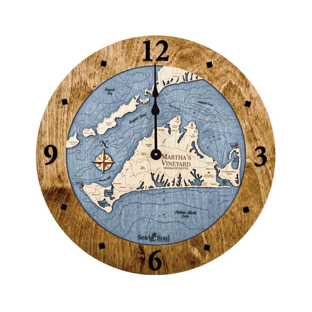 Martha's Vineyard Nautical Clock Americana Accent with Deep Blue Water