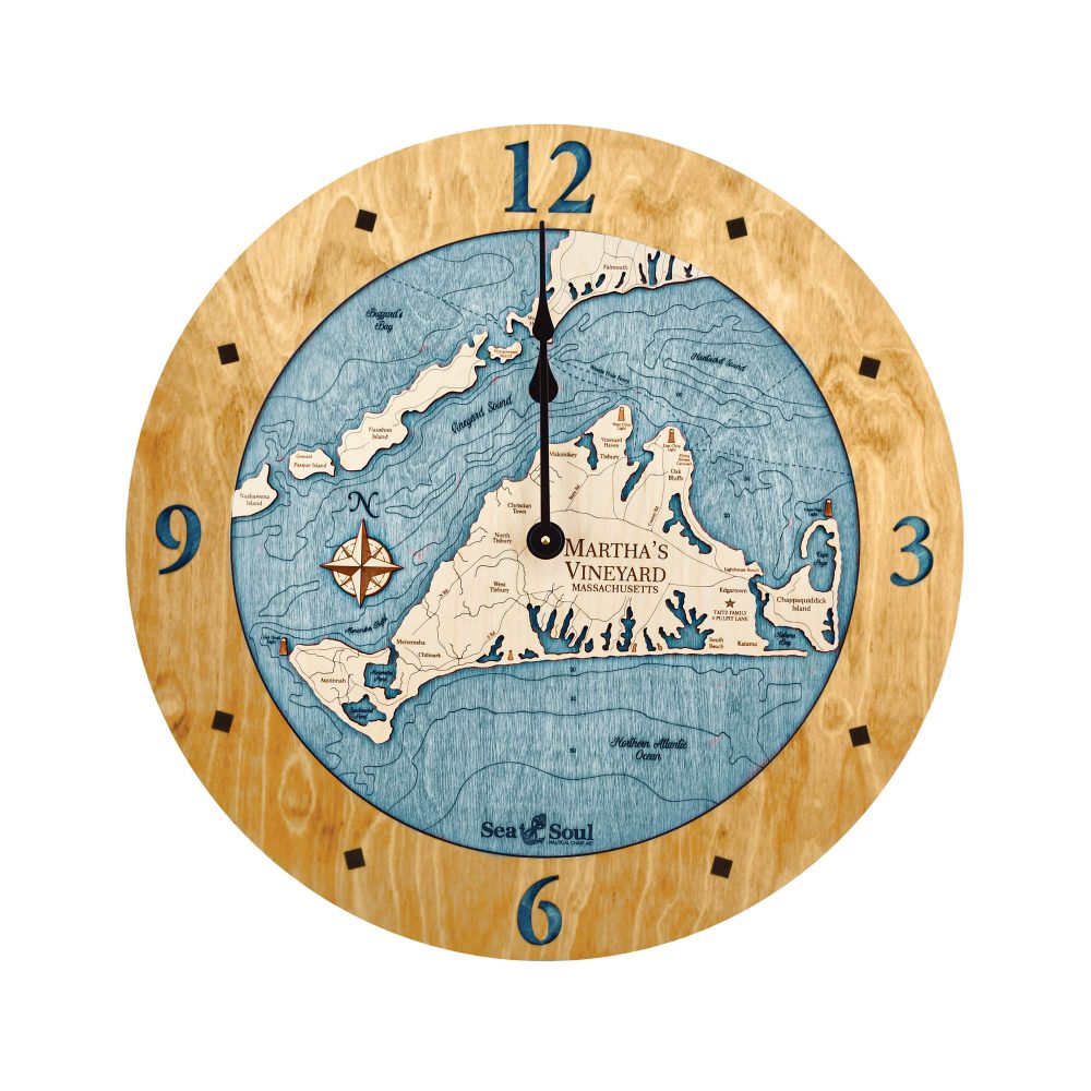 Martha's Vineyard Nautical Clock Honey Accent with Blue Green Water