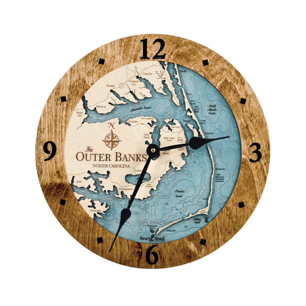 Outer Banks Nautical Clock Americana Accent with Blue Green Water