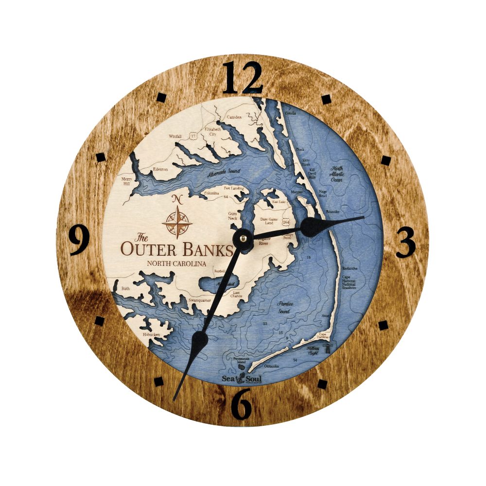 Outer Banks Nautical Clock Americana Accent with Deep Blue Water