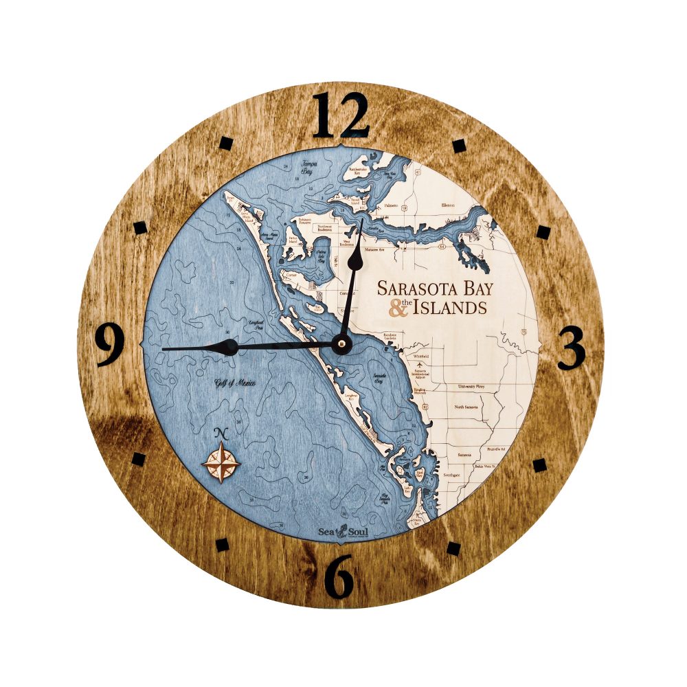 Sarasota Bay Nautical Clock Americana Accent with Deep Blue Water