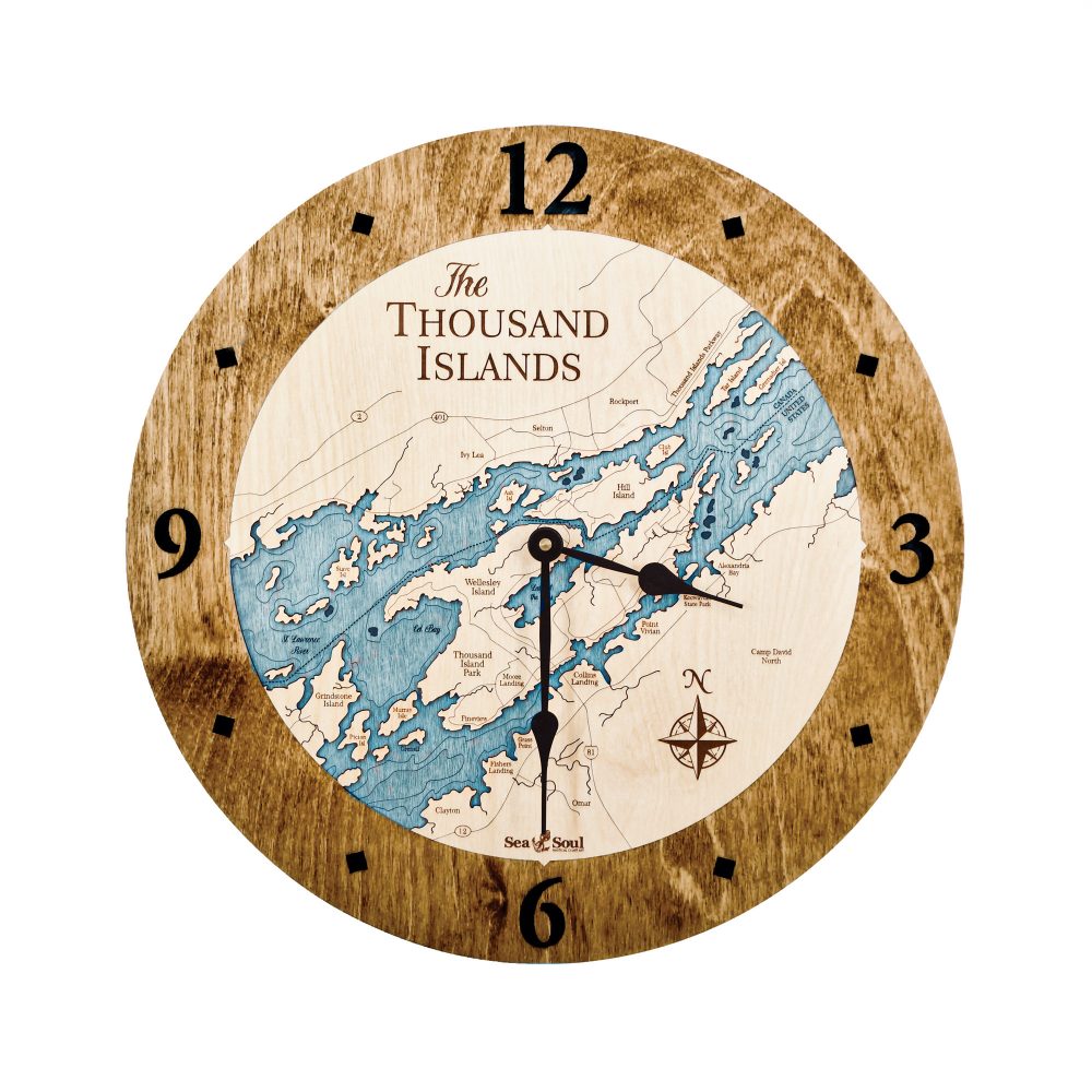 Thousand Islands Nautical Clock Americana Accent with Blue Green Water