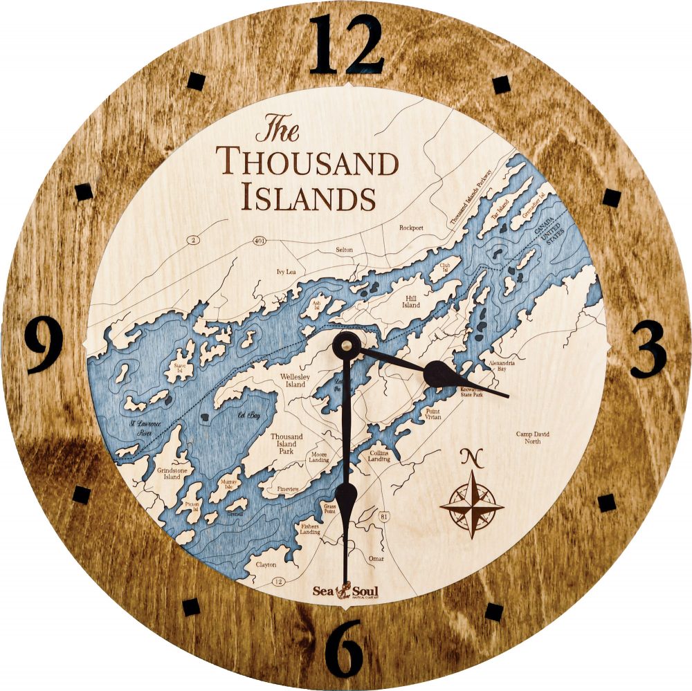 Thousand Islands Nautical Clock Americana Accent with Deep Blue Water Product Shot