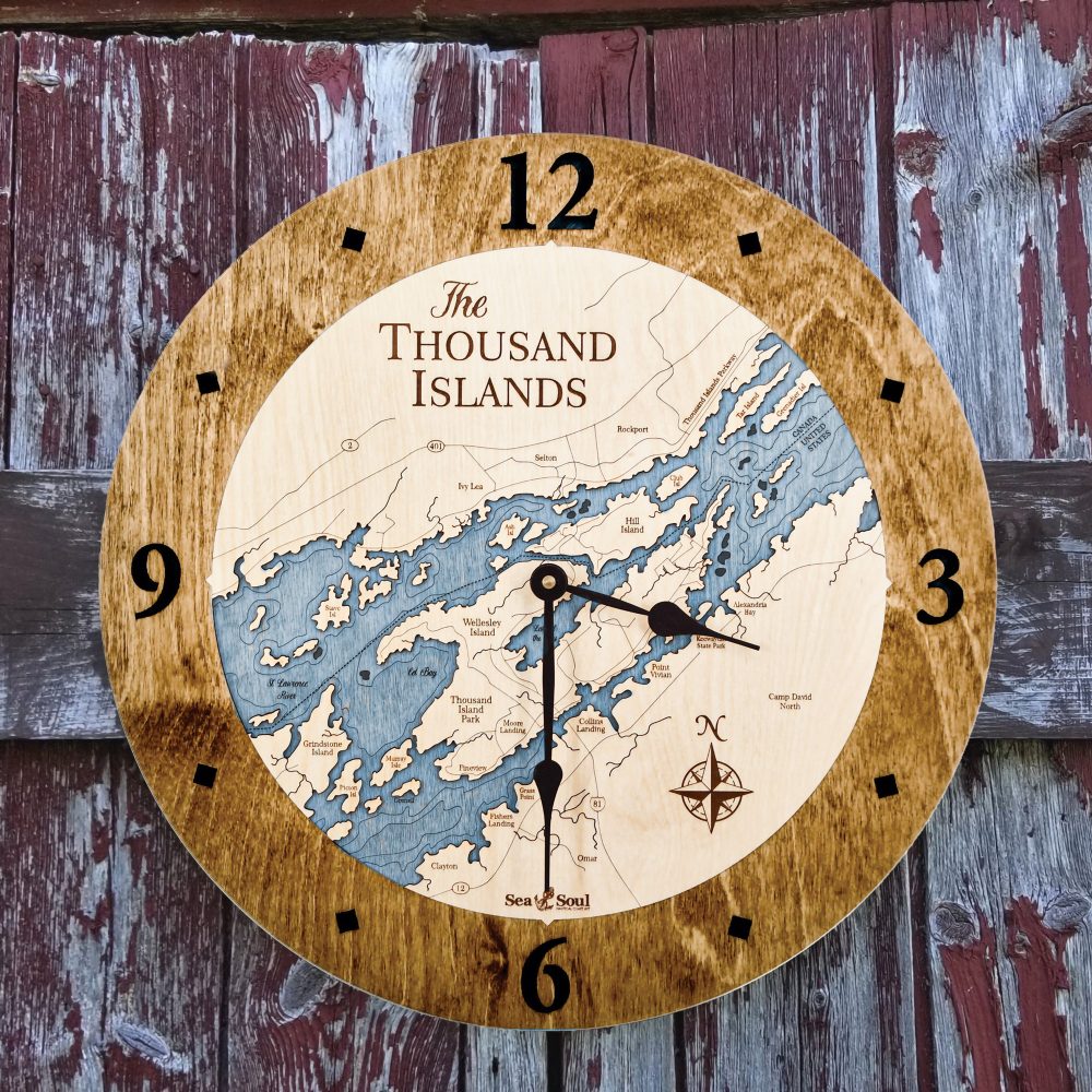 Thousand Islands Nautical Clock Americana Accent with Deep Blue Water on Fence