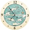 Virgin Islands Nautical Map Clock Birch Accent with Blue Green Water Product Shot