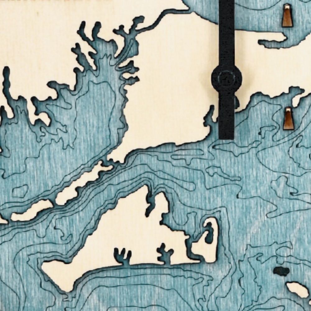 Cape Cod Tide Clock Birch Accent with Blue Green Water Detail Shot 2