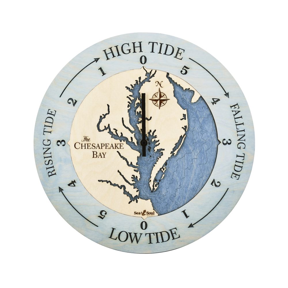 Chesapeake Bay Tide Clock Bleach Blue Accent with Deep Blue Water