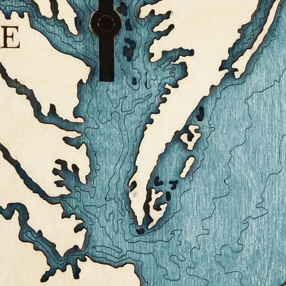 Chesapeake Bay Tide Clock Birch Accent with Blue Green Water Detail Shot 3