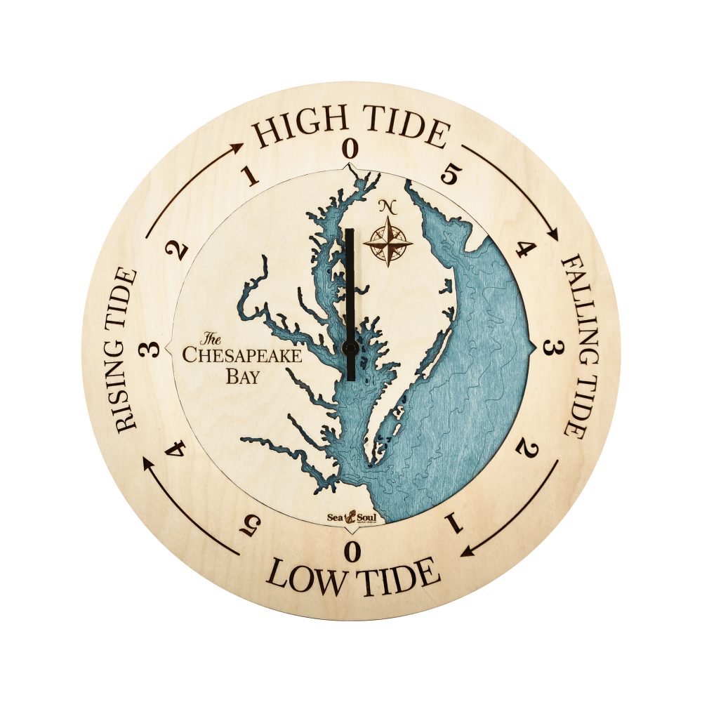Chesapeake Bay Tide Clock Birch Accent with Blue Green Water