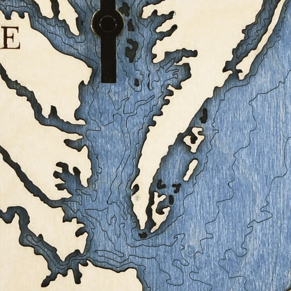 Chesapeake Bay Tide Clock Birch Accent with Deep Blue Water Detail Shot 3