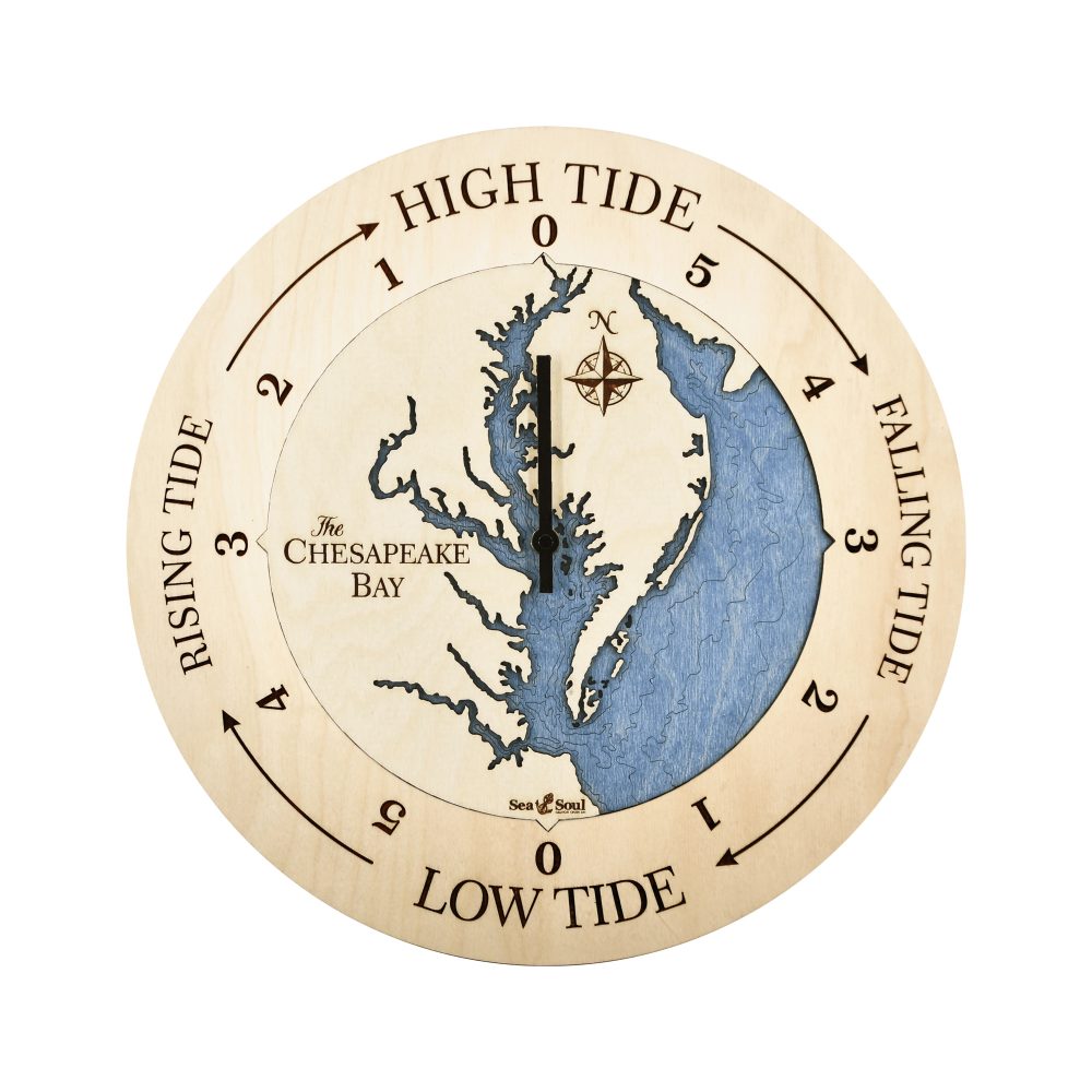 Chesapeake Bay Tide Clock Birch Accent with Deep Blue Water