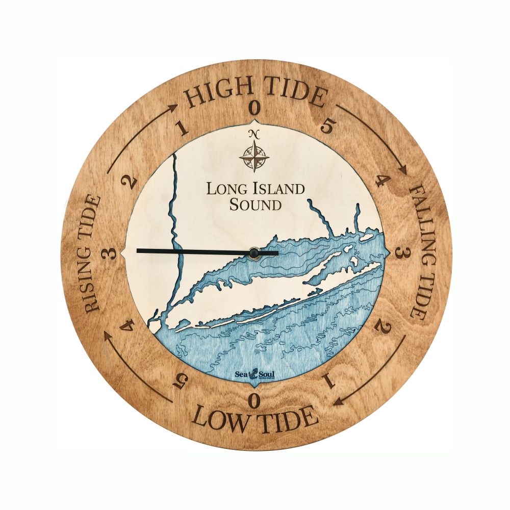 Long Island Sound Tide Clock Americana Accent with Blue Green Water
