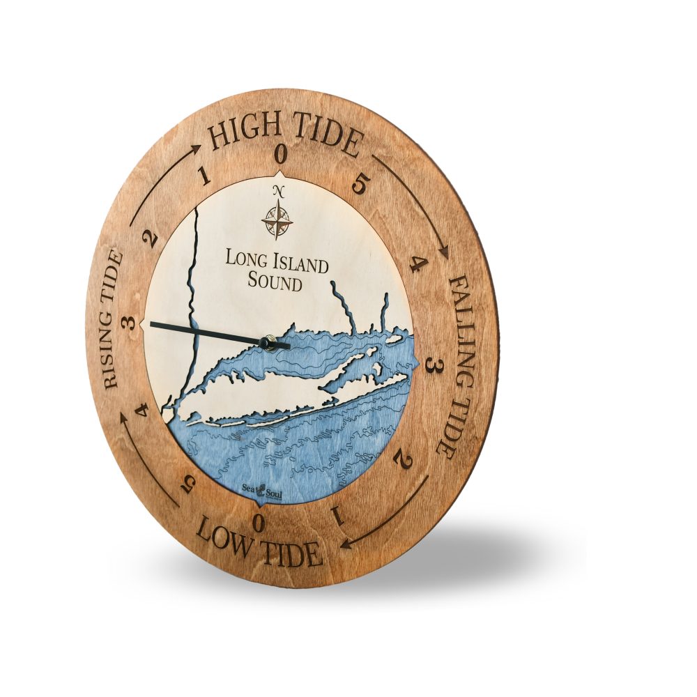 Long Island Sound Tide Clock Americana Accent with Blue Green Water at Angle