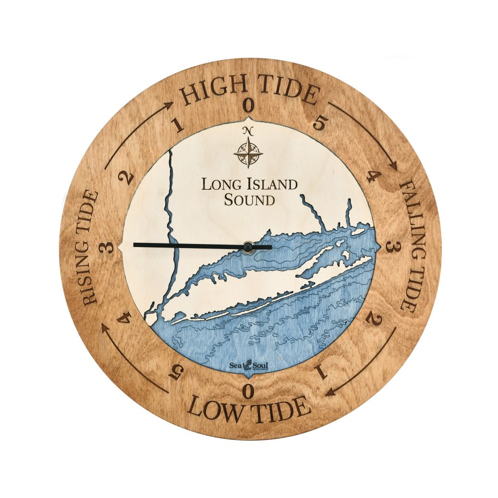 Long Island Sound Tide Clock Americana Accent with Deep Blue Water
