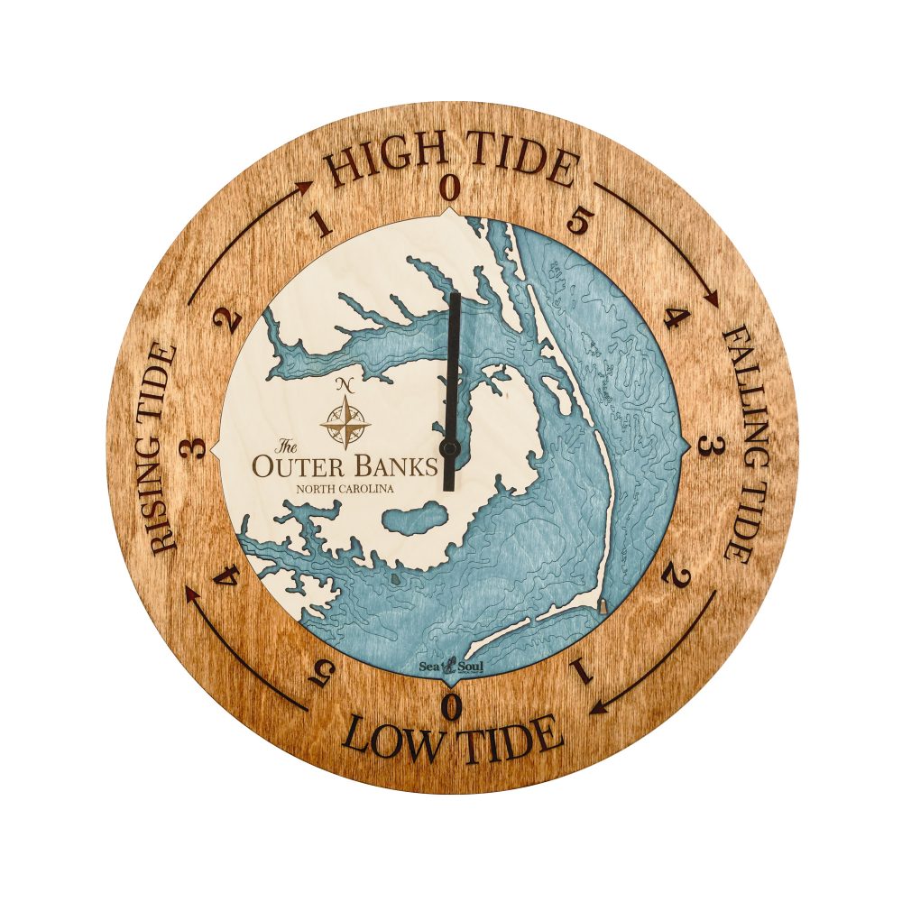 Outer Banks Tide Clock Americana Accent with Blue Green Water