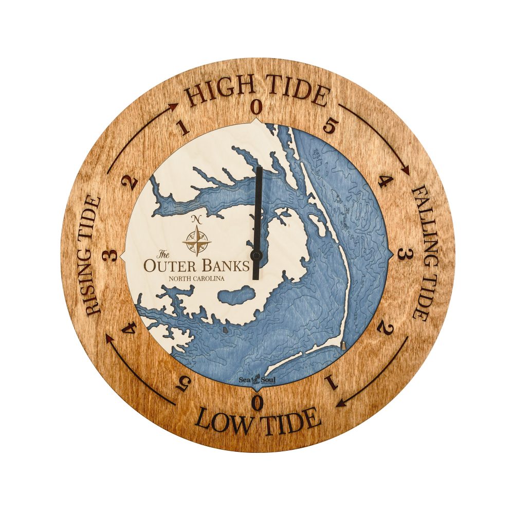 Outer Banks Tide Clock Americana Accent with Deep Blue Water