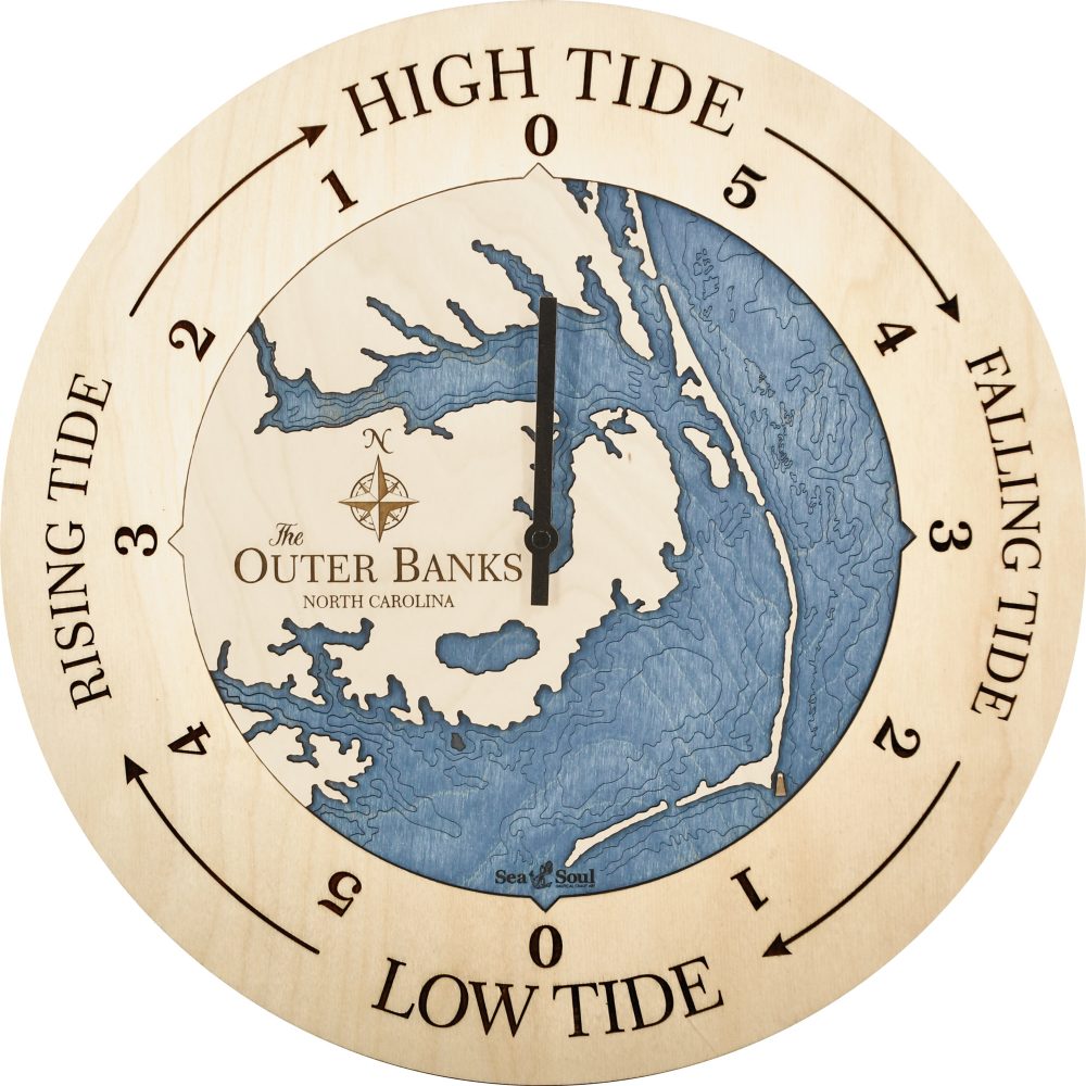 Outer Banks Tide Clock Birch Accent with Deep Blue Water Product Shot