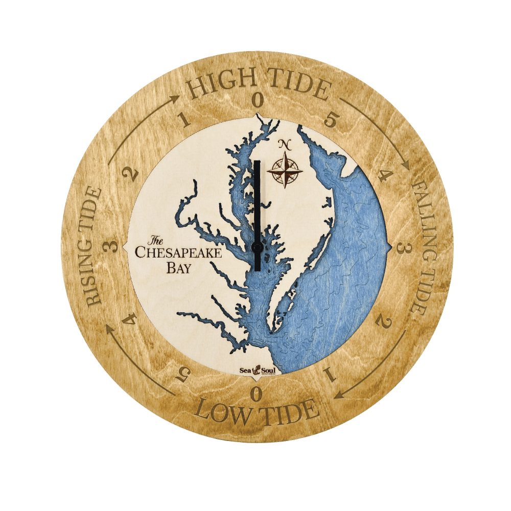 Nautical Wood Map Tide Clock