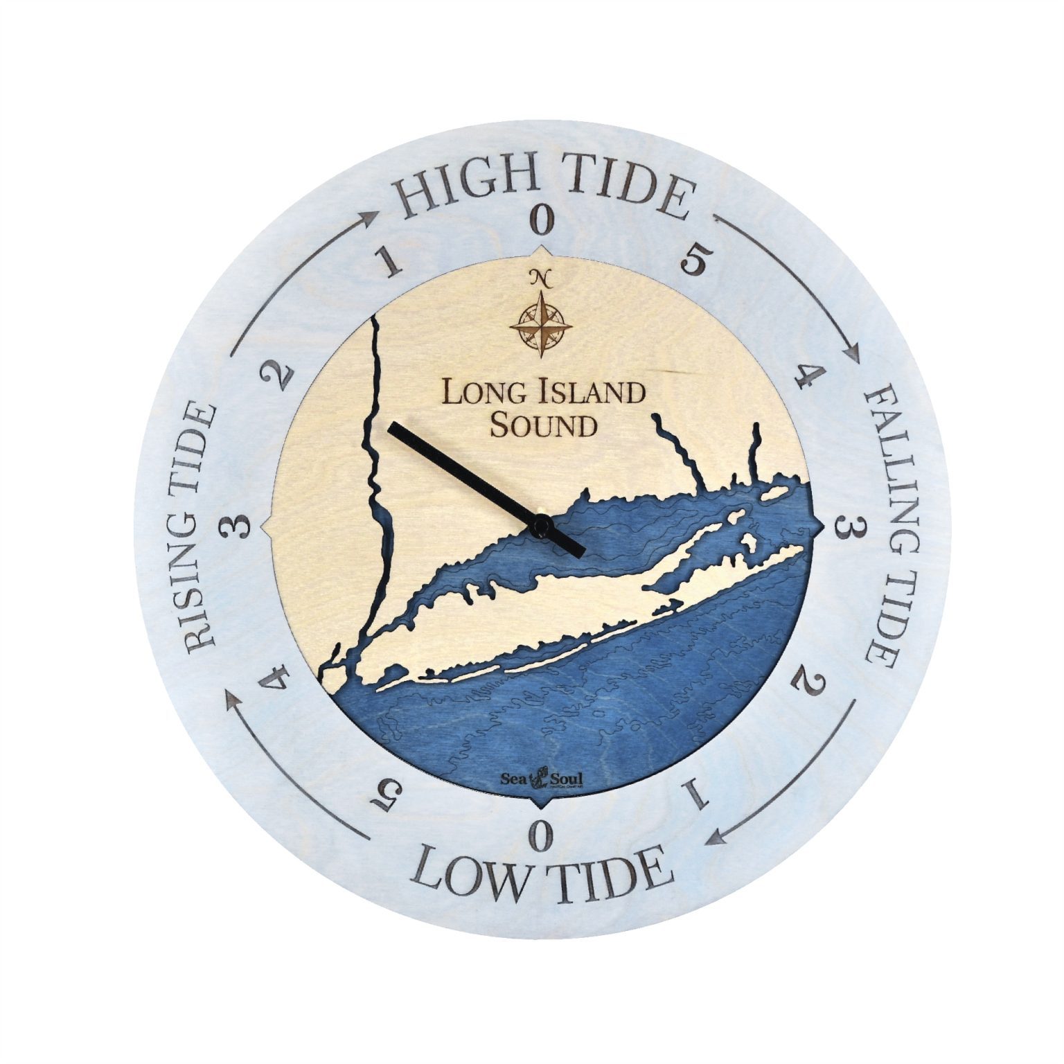 Wood Map Tide Clock Sea and Soul Charts Wood Map Tide Clock