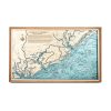 Charleston Nautical Map Wall Art Cherry Accent with Blue Green Water