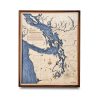 Pacific Northwest Nautical Map Wall Art Walnut Accent with Deep Blue Water