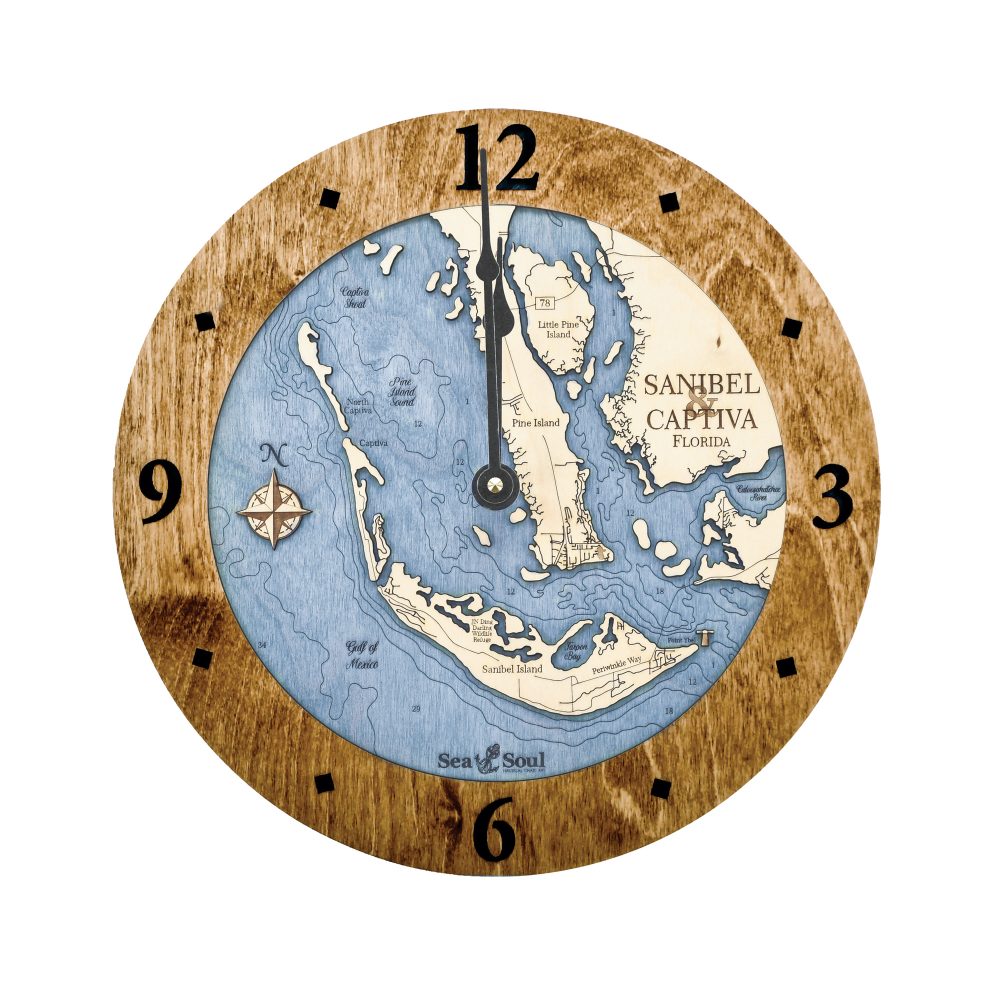 Sanibel & Captiva Nautical Clock Americana Accent with Deep Blue Water