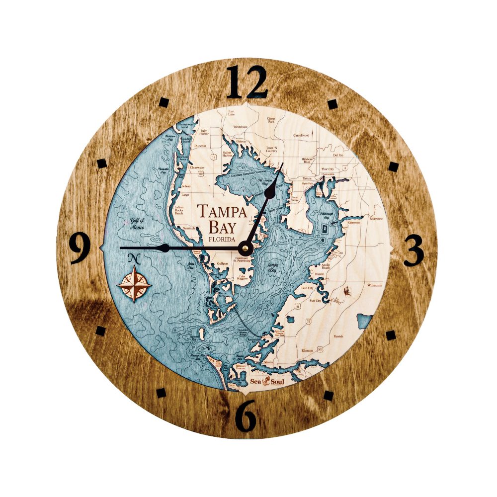 Tampa Bay Nautical Clock Americana Accent with Blue Green Water