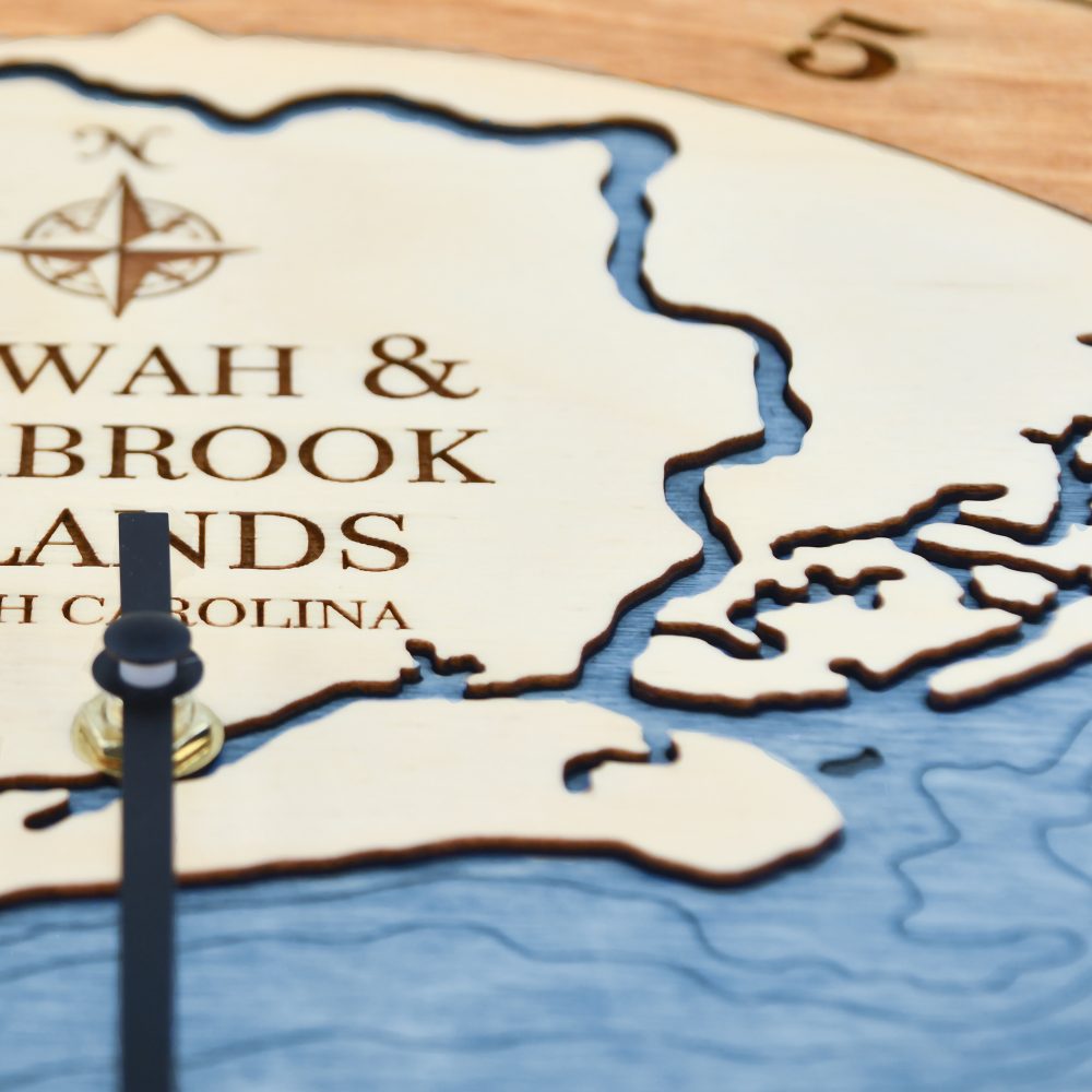Kiawah & Seabrook Islands Tide Clock Americana Accent with Deep Blue Water Detail Shot 2