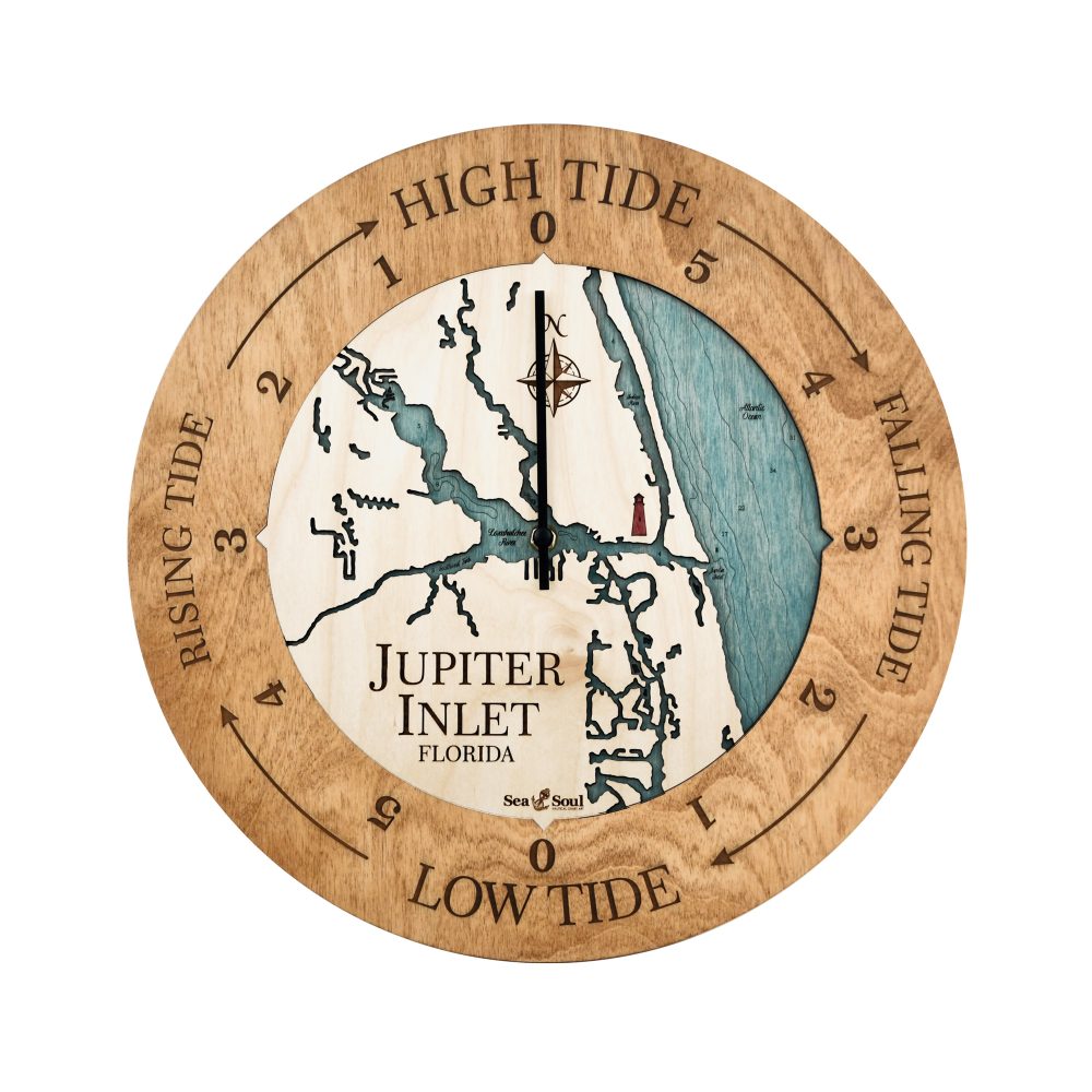 Jupiter Inlet Tide Clock Americana Accent with Blue Green Water